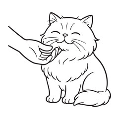 Obraz premium Line art of hand scratching cat's chin vector