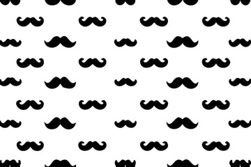 Seamless pattern with retro mustache, isolated vector doodle wallpaper background, vector Illustration