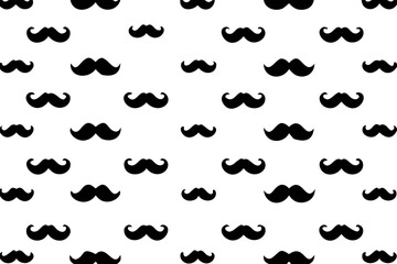 Seamless pattern with retro mustache, isolated vector doodle wallpaper background, vector Illustration