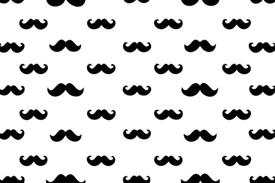 Seamless pattern with retro mustache, isolated vector doodle wallpaper background, vector Illustration