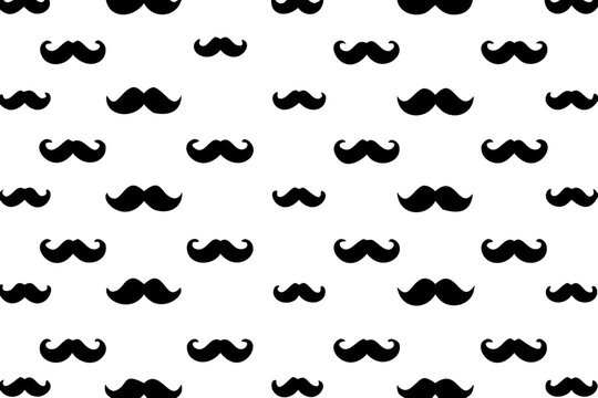 Seamless pattern with retro mustache, isolated vector doodle wallpaper background, vector Illustration