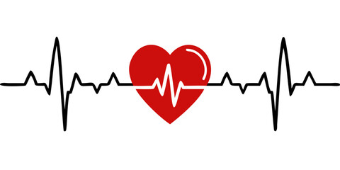 Heart pulse. Red and white colors. Heart beat monitor, cardiogram. medical background. for medical apps and websites. vector icon illustration