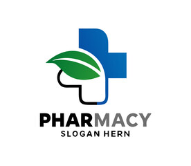 Pharmacy Logo Medicine blue vector. Eco Medical clinic
