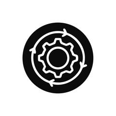 Workflow process icon in flat style. settings reload vector illustration isolated on white background. Gear cog wheel with arrows business concept.
