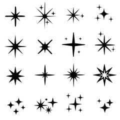 Star icons. Twinkling stars. Sparkles, shining burst. vector Illustration