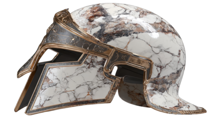 Detailed ornate Roman helmet, marble design
