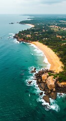 Coastal Serenity: Aerial View of a Tropical Beach