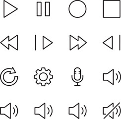 Media player control icons set
