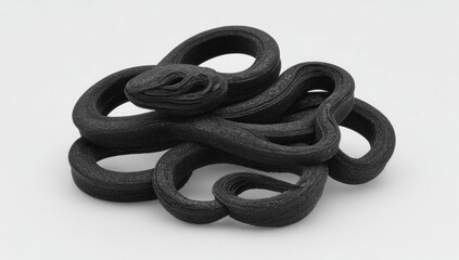 Black snake sculpture, intricate coils