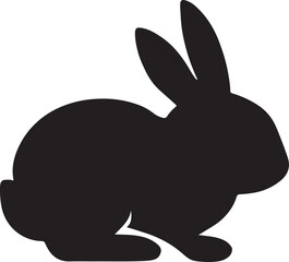 Baby bunny crouching silhouette vector, adorable design for pet, wildlife, and nature art.
