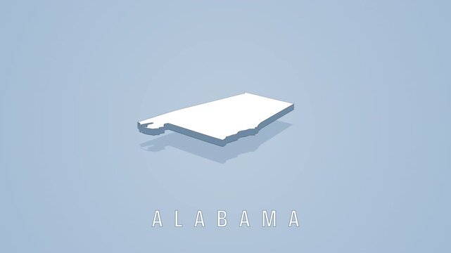 Rotating alabama state map on solid background