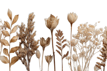 Dried flowers and grasses in warm tones