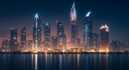Fototapeta premium futuristic city skyline at night