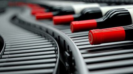 Wine bottles on a conveyor belt (2)