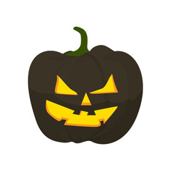 Sinister Black Halloween Pumpkin Carving with an Eerie Glow