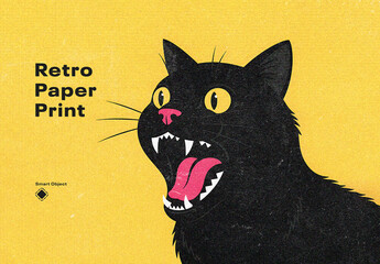 Retro Paper Print Photo Effect Mockup