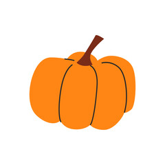 Stylized flat design orange pumpkin illustration, perfect for autumn harvest and festive season