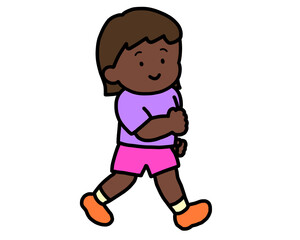 笑顔で歩く黒人の女の子