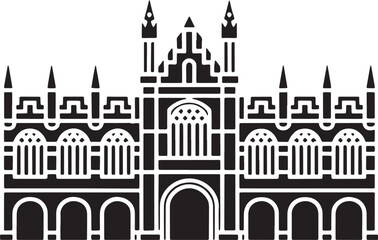 Fototapeta premium Cambridge University Silhouette Vector Illustration for Educational and Travel Projects