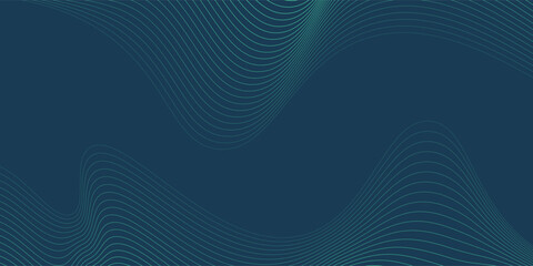 Fototapeta premium Abstract green techonology lines dark background. Flowing waves digital equalizer. Modern stripes shapes. vector illustration.