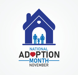 National Adoption Month November. banner for social media post. Vector illustration