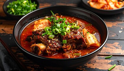 Korean Braised Short Ribs in Spicy Broth, Exquisitely Presented