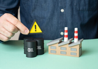 Low quality oil can damage equipment in an industrial plant. Symbol of industrial safety, energy...