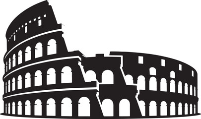 Naklejka premium Iconic Colosseum Silhouette A Glimpse into Ancient Rome's Architectural Grandeur and Historical Significance