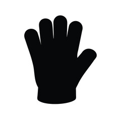 Silhouette of hand with all fingers extended against a white background