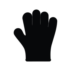 Black silhouette of a protective glove, providing safety and cleanliness with coverage