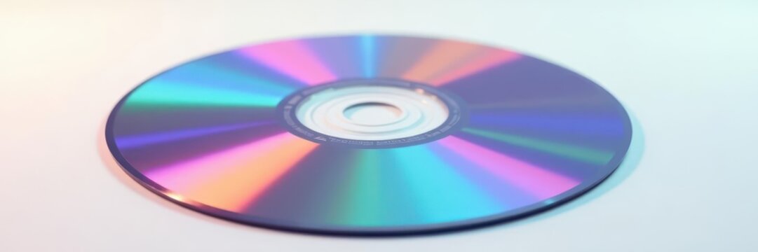 A single compact disc isolated on a pure white background , shiny, digital media, glossy
