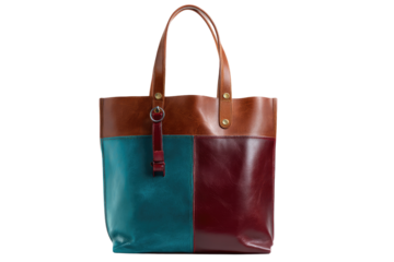 Multi-colored leather tote bag
