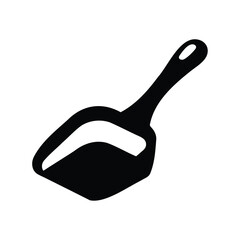 Black silhouette of a scoop for cat litter, sand, or food