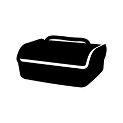 Stylized silhouette of a black lunchbox with a handle on top