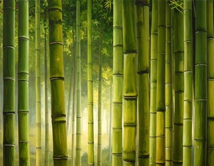 Obraz premium Serene Bamboo Grove: A Verdant Forest