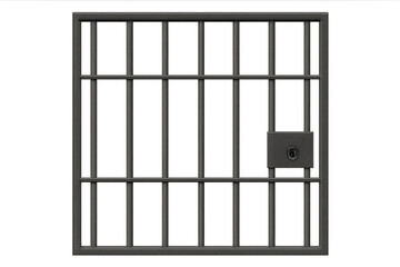 Jail Bars and Confinement: A stark, graphic depiction of a jail cell's iron bars, emphasizing themes of restriction, imprisonment, and societal structures.