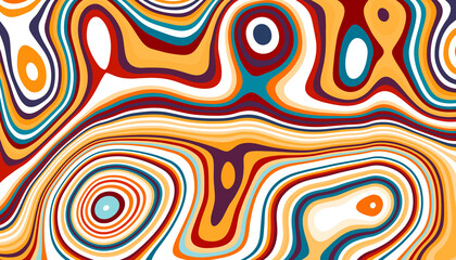 Retro style abstract pattern with colorful geometric shapes overlay