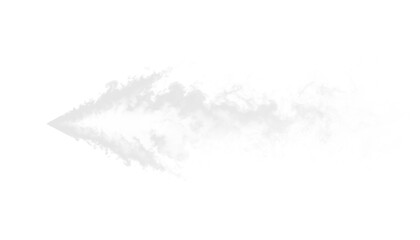 PNG smoke arrow emerging from a swirling vortex with transparent background, ideal for overlays, fantasy artwork, motion effects, digital design, and creative graphic projects