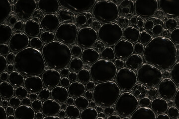 texture bubbles on a black background, soap bubbles, abstract circles, shape abstraction in full screen