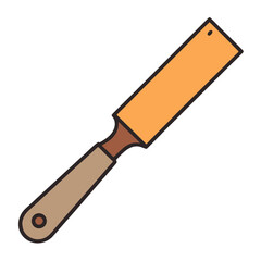 Flat chisel tool with wooden handle and orange blade