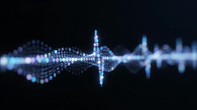 Data Visualization of Digital Waveform, Animated Binary Code Representing Data Flow