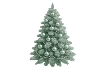 Silver christmas tree with transparent background representing winter holidays