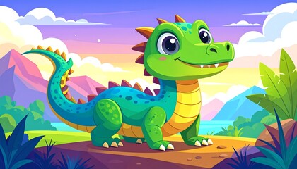 Fototapeta premium Cute cartoon dragon