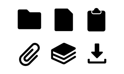 Essential office icons set featuring classic flat design for digital projects