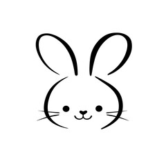 Fototapeta premium rabbit. rabbit simple black and white line art vector logo