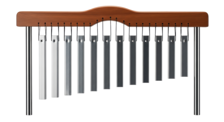 Isolated Musical Instrument, Wind Chime with Wooden Frame and Metal Chimes for Calming Sounds