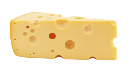 Isolated swiss cheese wedge, macro detail, yellow food with holes, cooking ingredient, snack