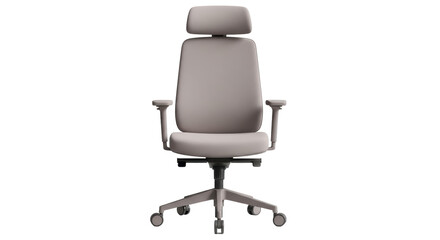 Isolated office chair with adjustable headrest in gray, modern ergonomic workspace furniture