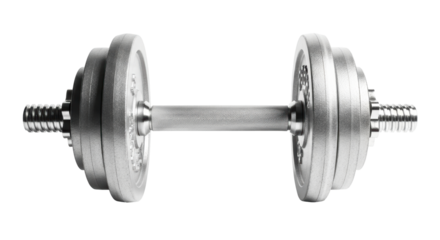 Isolated dumbbell for fitness and exercise showing weight training workout concept on studio shot