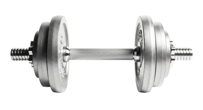 Isolated dumbbell for fitness and exercise showing weight training workout concept on studio shot